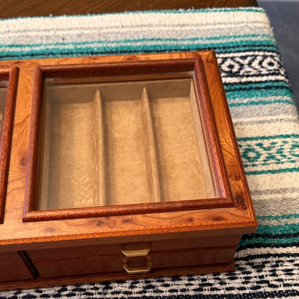 Elegant Wooden Jewelry Organizer with Glass Top - Picture 3 of 7
